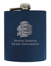 Load image into Gallery viewer, South Dakota State Jackrabbits Stainless Steel Etched Flask 7 oz - Officially Licensed, Choose Your Color, Matte Finish
