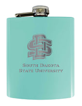 Load image into Gallery viewer, South Dakota State Jackrabbits Stainless Steel Etched Flask 7 oz - Officially Licensed, Choose Your Color, Matte Finish
