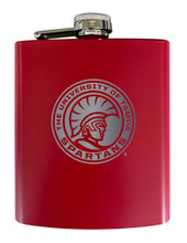 Load image into Gallery viewer, University of Tampa Spartans Stainless Steel Etched Flask 7 oz - Officially Licensed, Choose Your Color, Matte Finish
