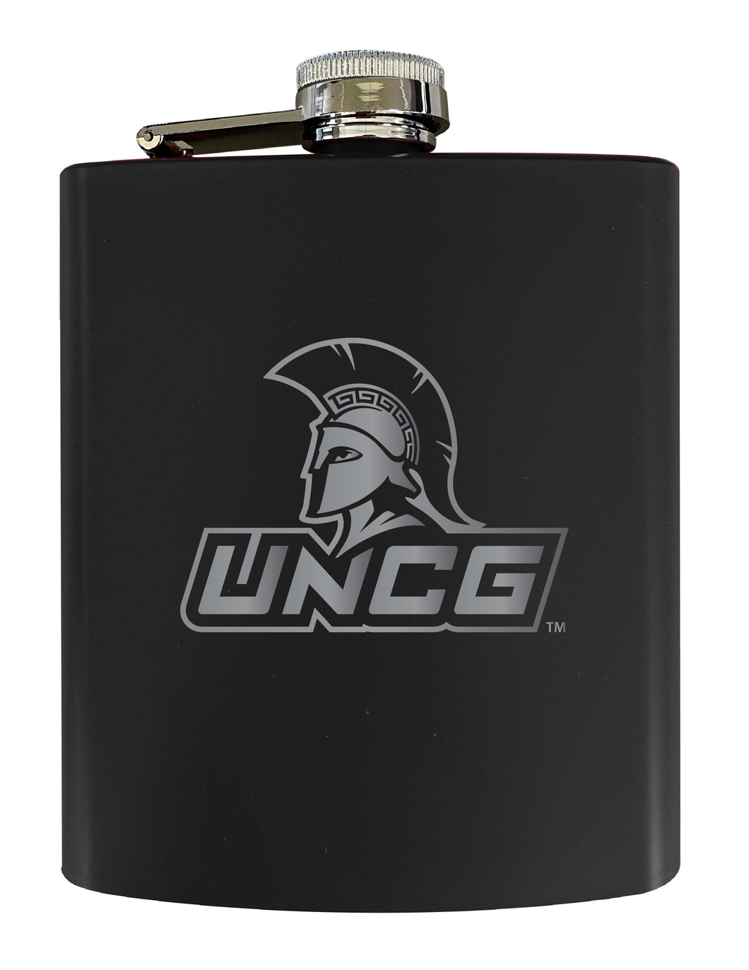 North Carolina Greensboro Spartans Stainless Steel Etched Flask 7 oz - Officially Licensed, Choose Your Color, Matte Finish