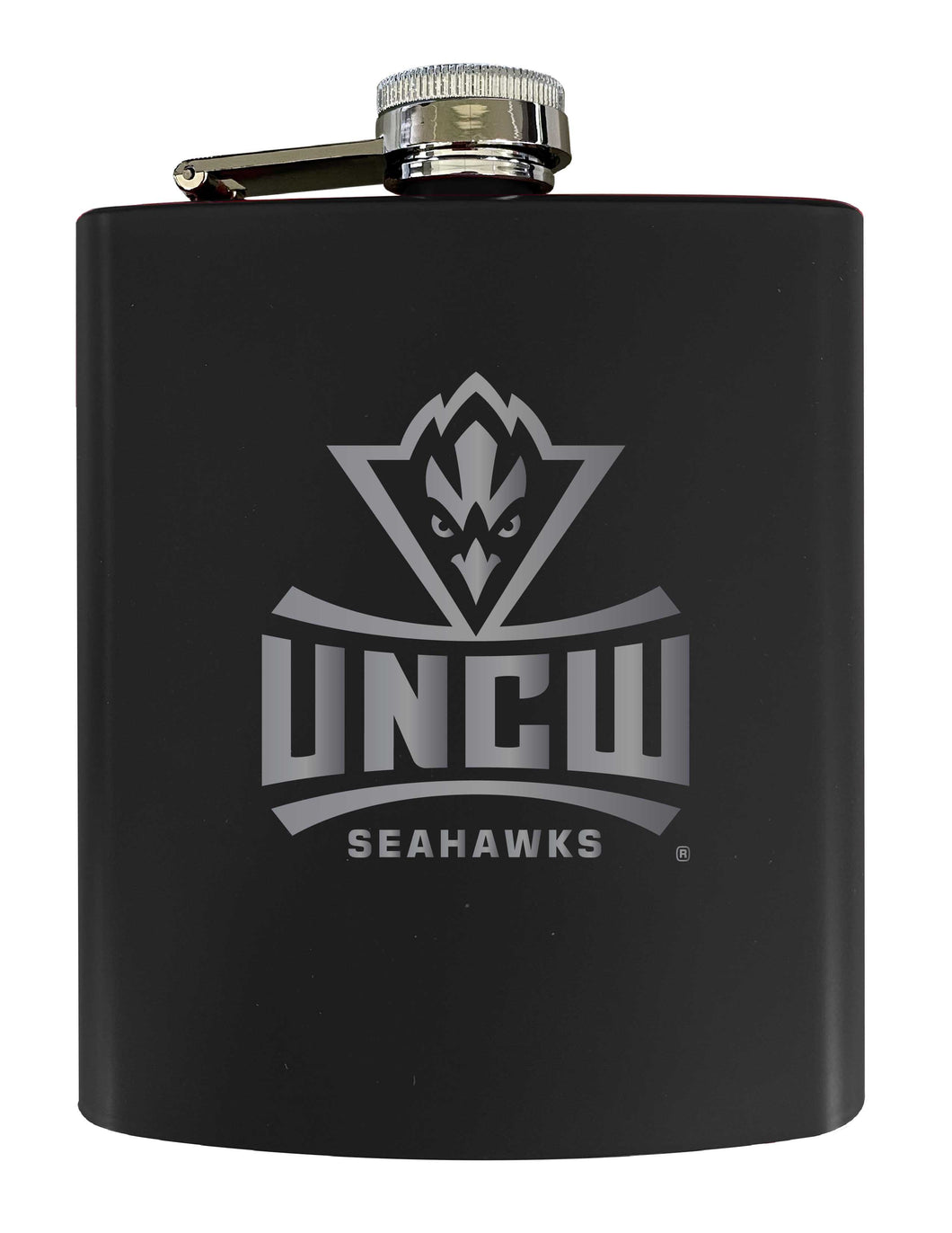 North Carolina Wilmington Seahawks Stainless Steel Etched Flask 7 oz - Officially Licensed, Choose Your Color, Matte Finish