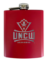 Load image into Gallery viewer, North Carolina Wilmington Seahawks Stainless Steel Etched Flask 7 oz - Officially Licensed, Choose Your Color, Matte Finish
