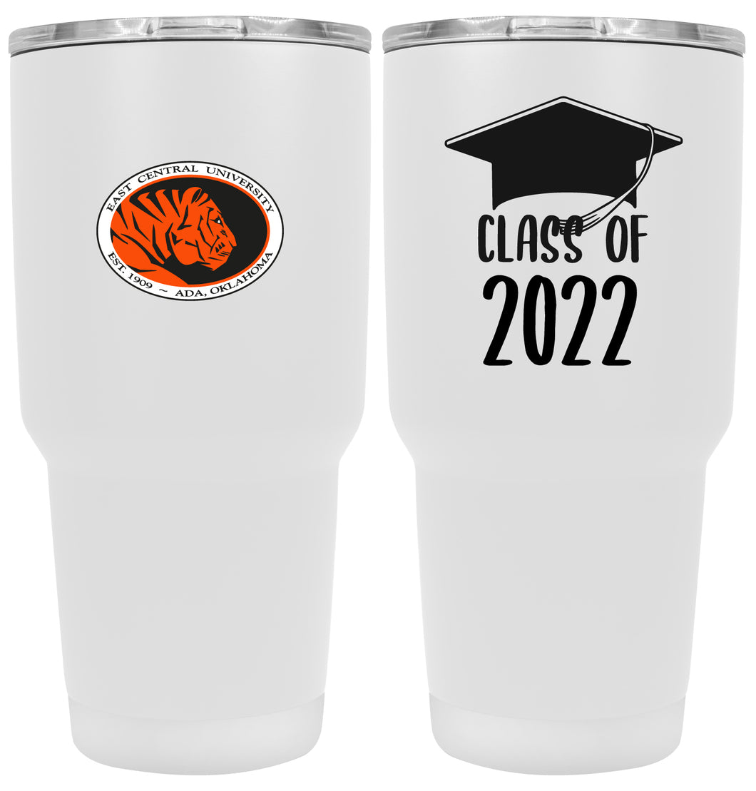 East Central University Tigers Graduation Insulated Stainless Steel Tumbler White