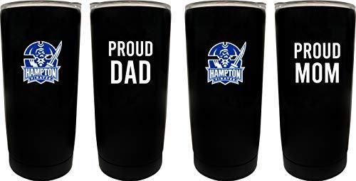 Hampton University NCAA Insulated Tumbler - 16oz Stainless Steel Travel Mug Proud Mom and Dad Design Black