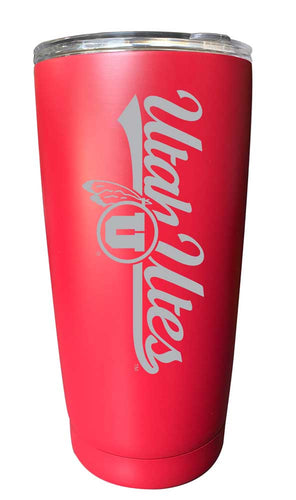 Utah Utes NCAA Laser-Engraved Tumbler - 16oz Stainless Steel Insulated Mug Choose Your Color