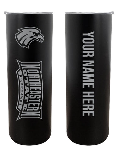 Northeastern State University Riverhawks Etched Custom NCAA Skinny Tumbler - 20oz Personalized Stainless Steel Insulated Mug