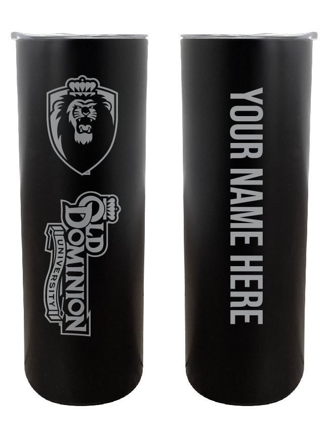 Old Dominion Monarchs Etched Custom NCAA Skinny Tumbler - 20oz Personalized Stainless Steel Insulated Mug