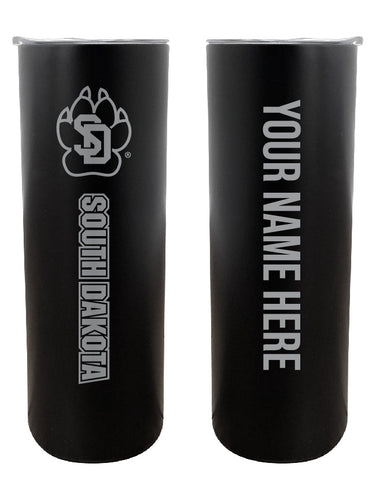 South Dakota Coyotes Etched Custom NCAA Skinny Tumbler - 20oz Personalized Stainless Steel Insulated Mug