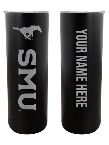 Southern Methodist University Etched Custom NCAA Skinny Tumbler - 20oz Personalized Stainless Steel Insulated Mug