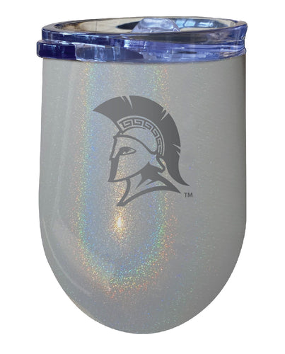 North Carolina Greensboro Spartans NCAA Laser-Etched Wine Tumbler - 12oz Rainbow Glitter Gray Stainless Steel Insulated Cup