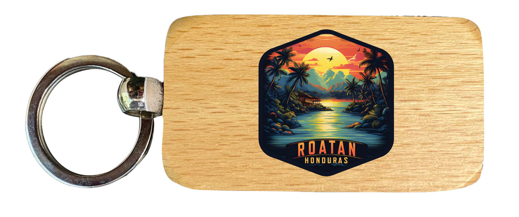 Roatan Honduras Design A Souvenir 2.5x1-Inch Souvenir Wooden Keychain