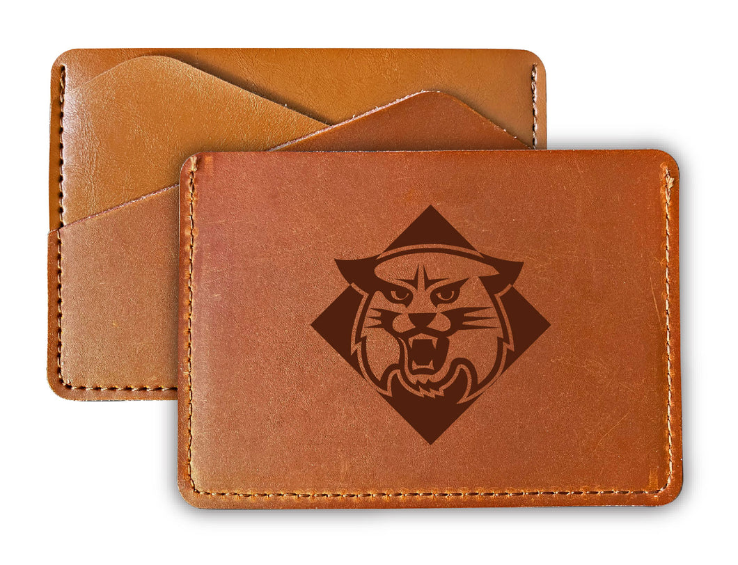 Elegant Davidson College Leather Card Holder Wallet - Slim Profile, Engraved Design