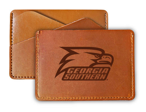 Elegant Georgia Southern Eagles Leather Card Holder Wallet - Slim Profile, Engraved Design