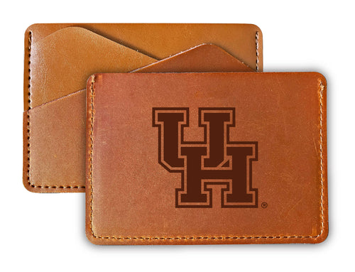 Elegant University of Houston Leather Card Holder Wallet - Slim Profile, Engraved Design