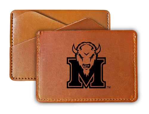 Elegant Marshall Thundering Herd Leather Card Holder Wallet - Slim Profile, Engraved Design