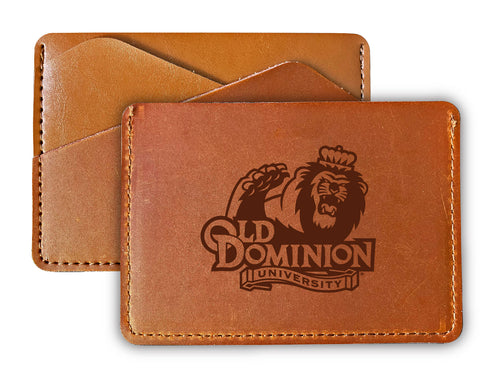 Elegant Old Dominion Monarchs Leather Card Holder Wallet - Slim Profile, Engraved Design