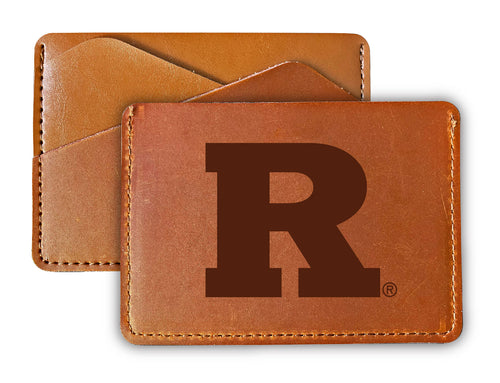 Elegant Rutgers Scarlet Knights Leather Card Holder Wallet - Slim Profile, Engraved Design