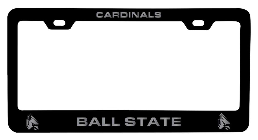 Ball State University NCAA Laser-Engraved Metal License Plate Frame - Choose Black or White Color