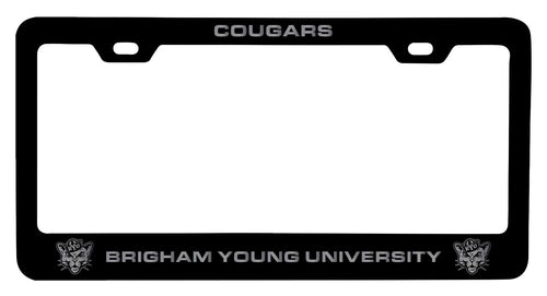 Brigham Young Cougars NCAA Laser-Engraved Metal License Plate Frame - Choose Black or White Color