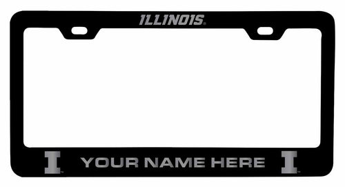 Customizable Illinois Fighting Illini NCAA Laser-Engraved Metal License Plate Frame - Personalized Car Accessory