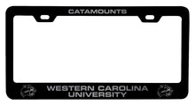 Load image into Gallery viewer, Western Carolina University NCAA Laser-Engraved Metal License Plate Frame - Choose Black or White Color
