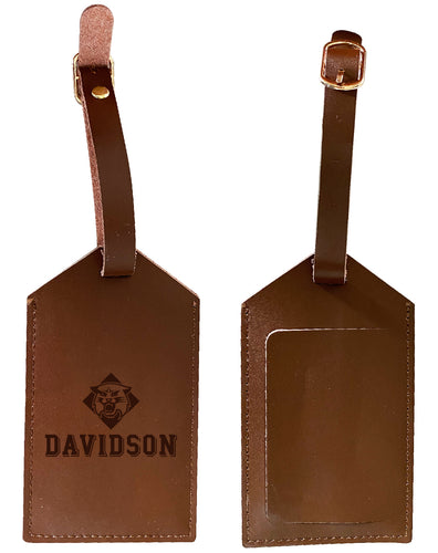 Elegant Davidson College NCAA Leather Luggage Tag with Engraved Logo