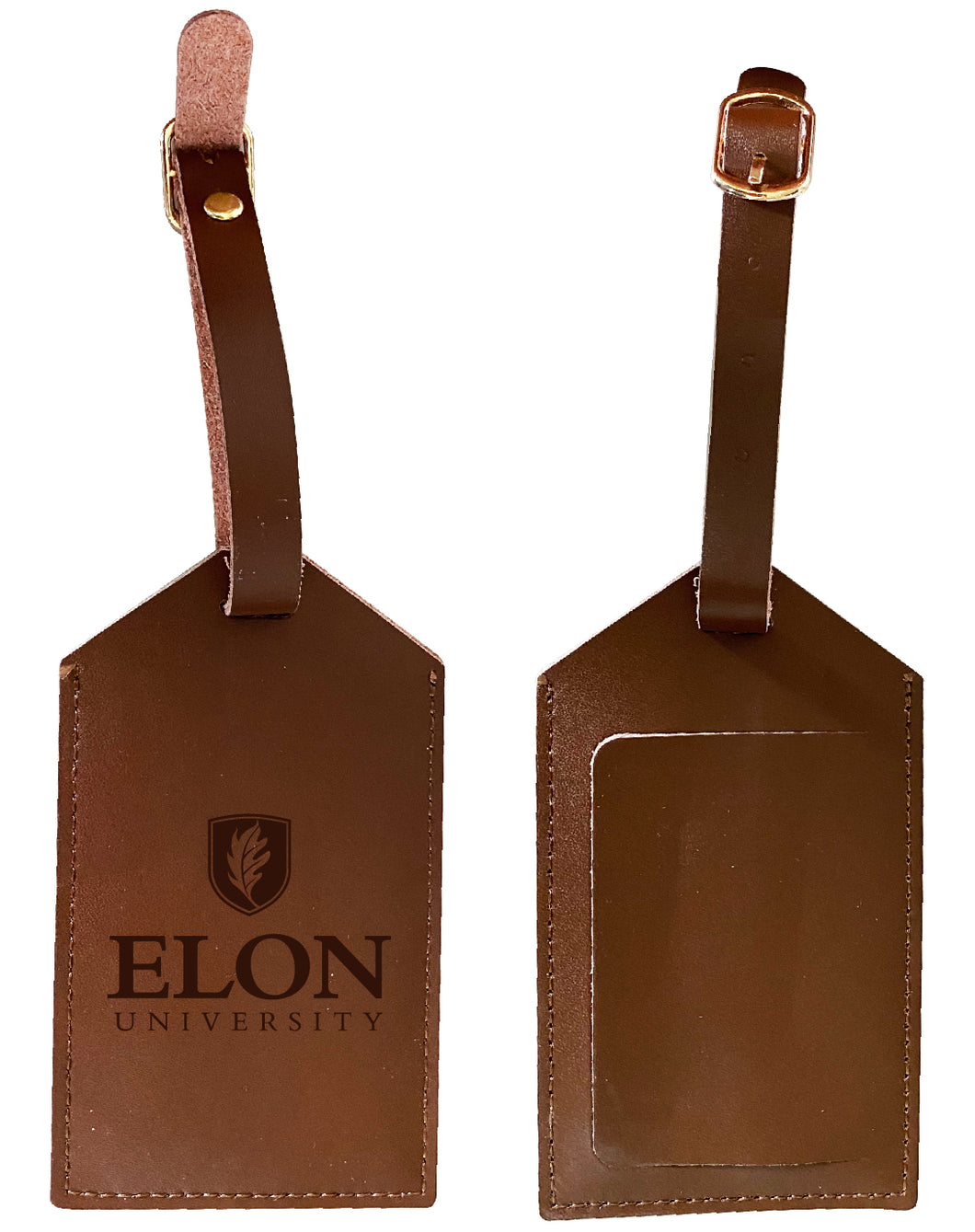 Elegant Elon University NCAA Leather Luggage Tag with Engraved Logo