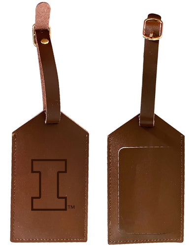 Elegant Illinois Fighting Illini NCAA Leather Luggage Tag with Engraved Logo