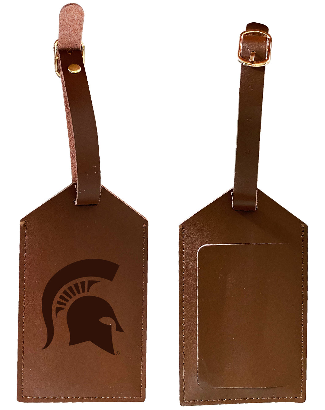 Elegant Michigan State Spartans NCAA Leather Luggage Tag with Engraved Logo