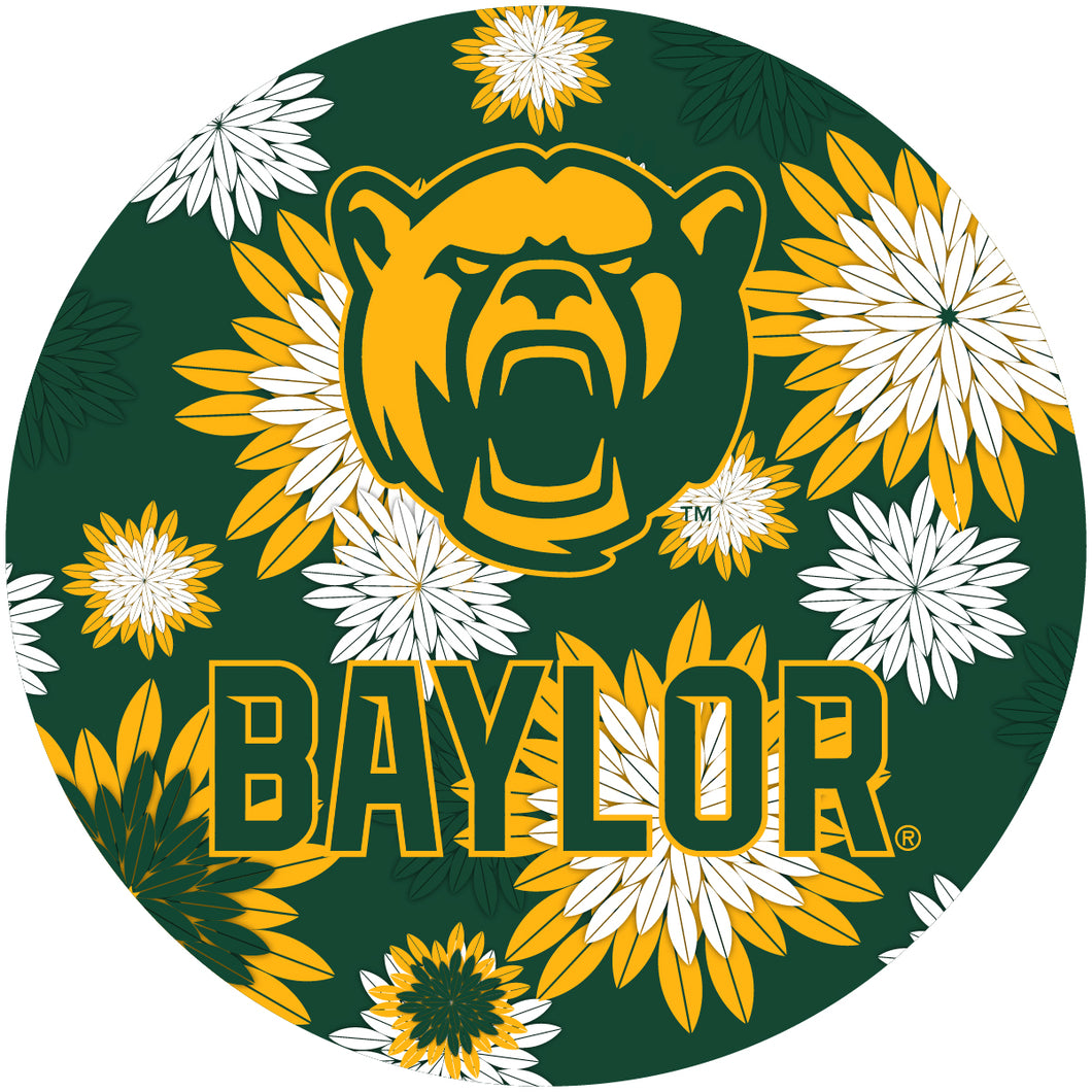 Baylor Bears Round 4-Inch NCAA Floral Love Vinyl Sticker - Blossoming School Spirit Decal