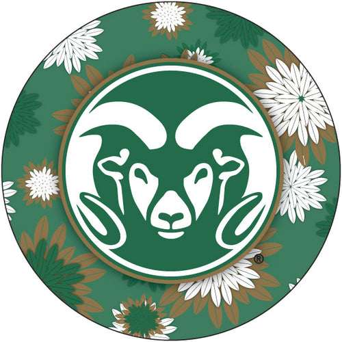 Colorado State Rams Floral Design 4-Inch Round Shape NCAA High-Definition Magnet - Versatile Metallic Surface Adornment