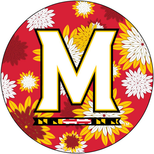 Maryland Terrapins Floral Design 4-Inch Round Shape NCAA High-Definition Magnet - Versatile Metallic Surface Adornment