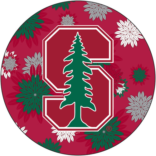 Stanford University Floral Design 4-Inch Round Shape NCAA High-Definition Magnet - Versatile Metallic Surface Adornment