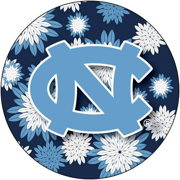 UNC Tar Heels Floral Design 4-Inch Round Shape NCAA High-Definition Magnet - Versatile Metallic Surface Adornment