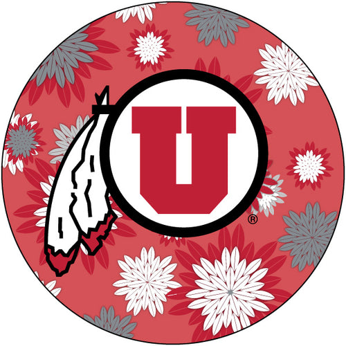 Utah Utes Floral Design 4-Inch Round Shape NCAA High-Definition Magnet - Versatile Metallic Surface Adornment