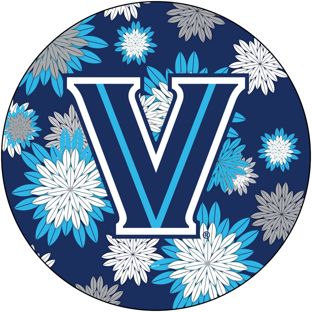 Villanova Wildcats Floral Design 4-Inch Round Shape NCAA High-Definition Magnet - Versatile Metallic Surface Adornment