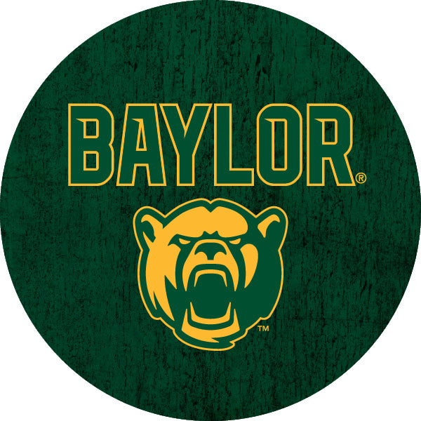 Baylor Bears Distressed Wood Grain Design 4-Inch Round Shape NCAA High-Definition Magnet - Versatile Metallic Surface Adornment