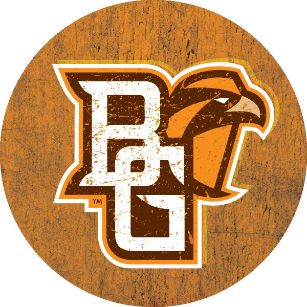 Bowling Green Falcons Distressed Wood Grain Design 4-Inch Round Shape NCAA High-Definition Magnet - Versatile Metallic Surface Adornment