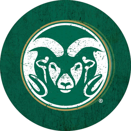 Colorado State Rams Distressed Wood Grain Design 4-Inch Round Shape NCAA High-Definition Magnet - Versatile Metallic Surface Adornment