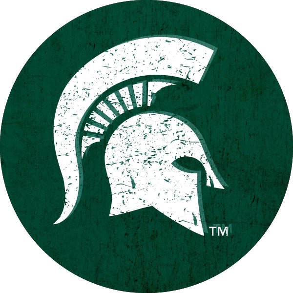 Michigan State Spartans Distressed Wood Grain Design 4-Inch Round Shape NCAA High-Definition Magnet - Versatile Metallic Surface Adornment