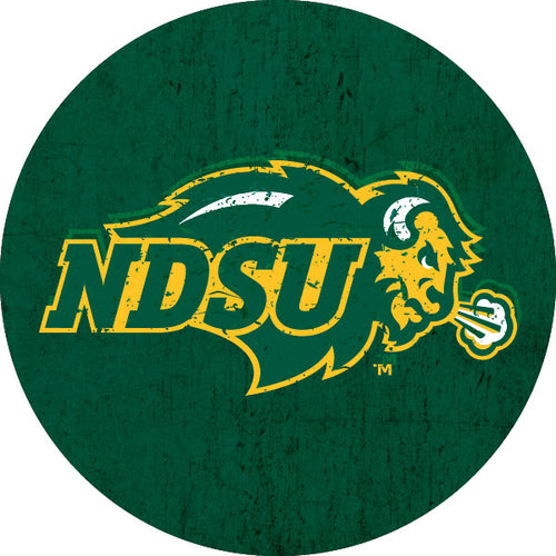 North Dakota State Bison Distressed Wood Grain Design 4-Inch Round Shape NCAA High-Definition Magnet - Versatile Metallic Surface Adornment