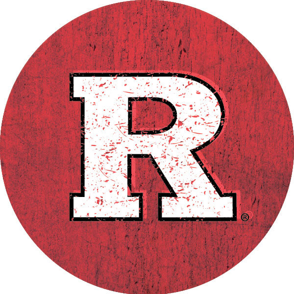 Rutgers Scarlet Knights Distressed Wood Grain Design 4-Inch Round Shape NCAA High-Definition Magnet - Versatile Metallic Surface Adornment