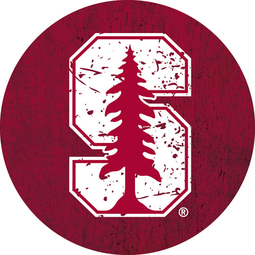 Stanford University Distressed Wood Grain Design 4-Inch Round Shape NCAA High-Definition Magnet - Versatile Metallic Surface Adornment