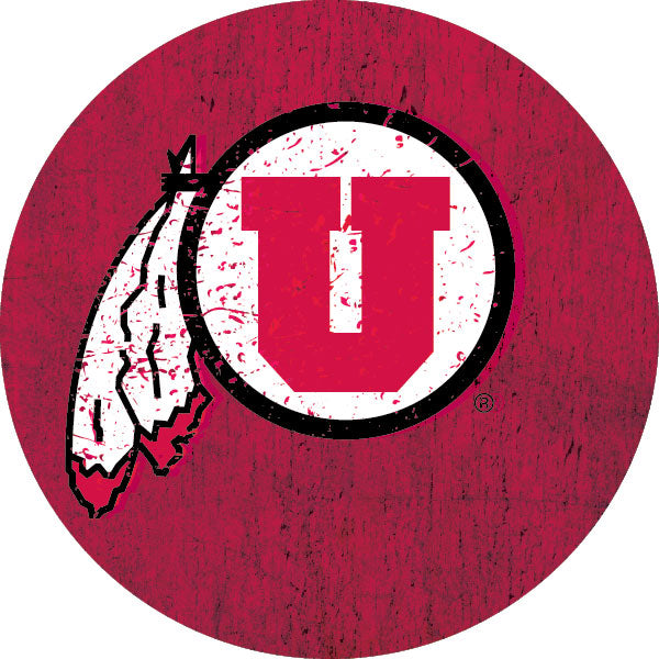 Utah Utes Distressed Wood Grain Design 4-Inch Round Shape NCAA High-Definition Magnet - Versatile Metallic Surface Adornment