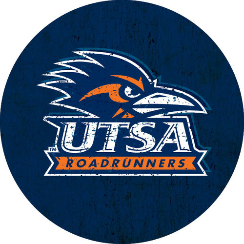 UTSA Road Runners Distressed Wood Grain Design 4-Inch Round Shape NCAA High-Definition Magnet - Versatile Metallic Surface Adornment