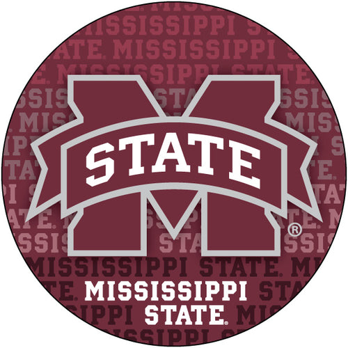 Mississippi State Bulldogs Round Word Design 4-Inch Round Shape NCAA High-Definition Magnet - Versatile Metallic Surface Adornment