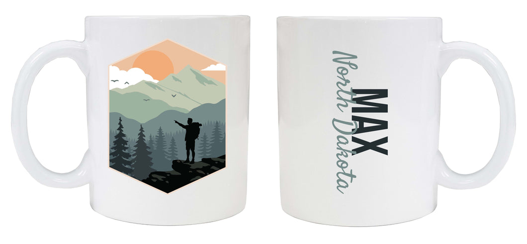 Max North Dakota Souvenir Hike Outdoors Design 8oz Coffee Mug 2-Pack