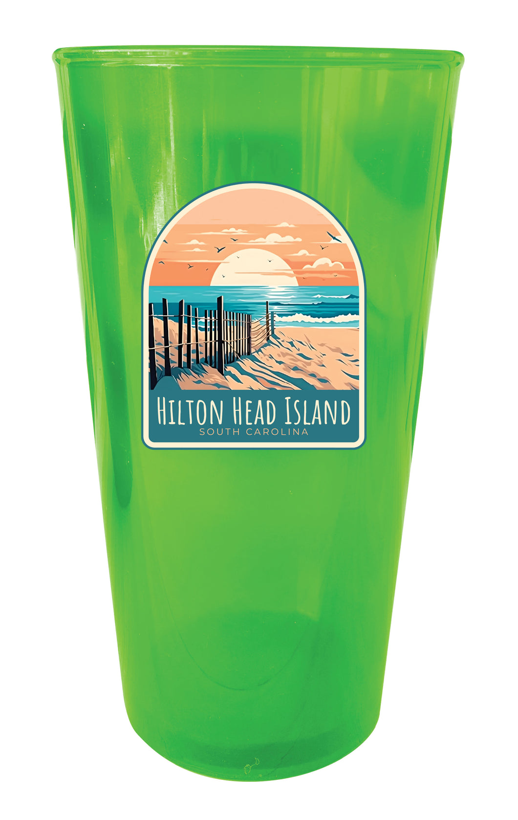 Hilton Head Island Souvenir Plastic 16 oz pint Green