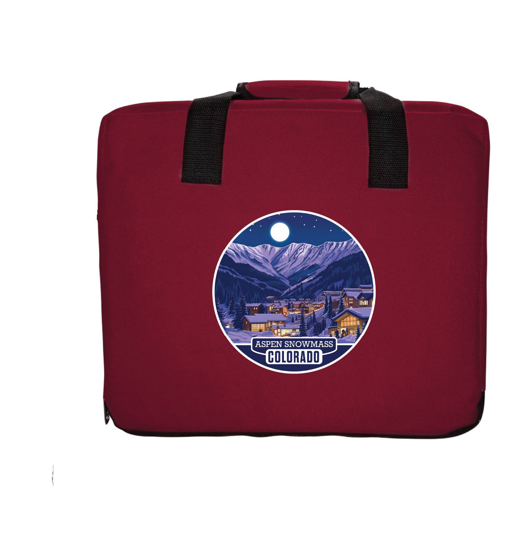 Aspen Snowmass Colorado Design B Souvenir Destination Seat Cushion Maroon