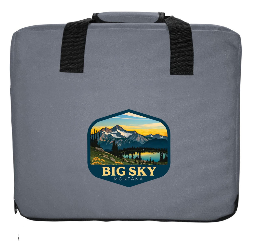 Big Sky Montana Mountain and Lake Design Souvenir Destination Seat Cushion